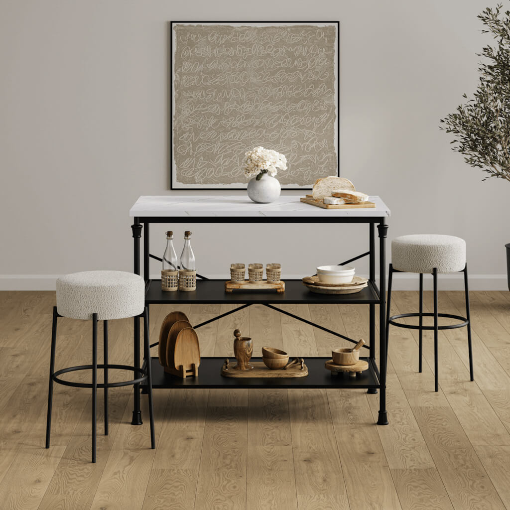 Anais Ivory White Boucle Counter Stool